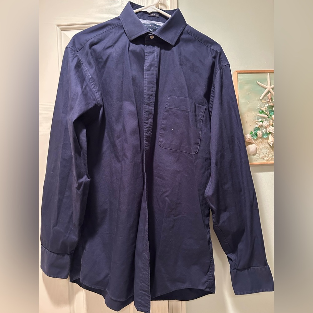 TOMMY HILFIGER - Men’s Navy button down shirt - 16 34/35
